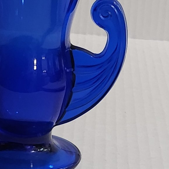 Cobalt Blue Two Handled LE Smith Vintage Art Deco Vase - Picture 6 of 10